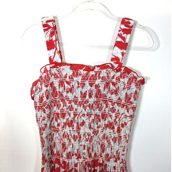 Heidi Klein Quincy Bay Silk Maxi Dress Smocked Bodice Floral Resort Wear L - Picture 4 of 9